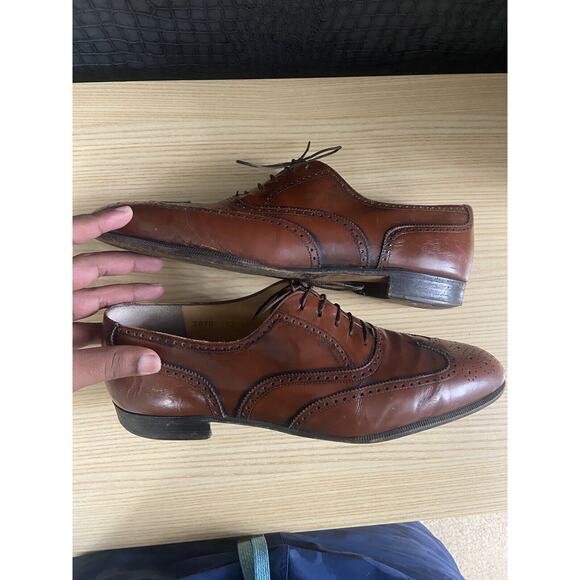 Salvatore Ferragamo Florence Dark Brown Leather Dress Wing Tip Shoes Size 10 D main image 12
